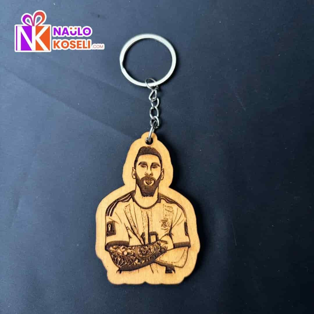 Messi wooden keyring